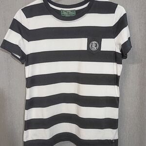 Lauren Active Ralph Lauren Petite Black & White Striped Short Sleeve T-shirt